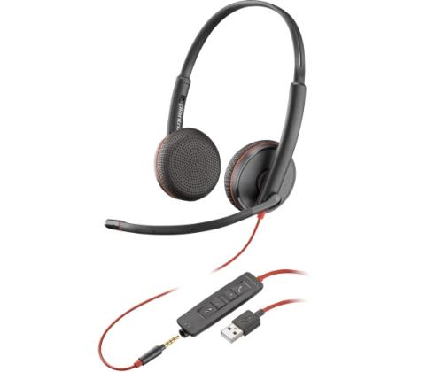 POLY Blackwire 3225 langalliset stereokuulokkeet, USB-A, musta