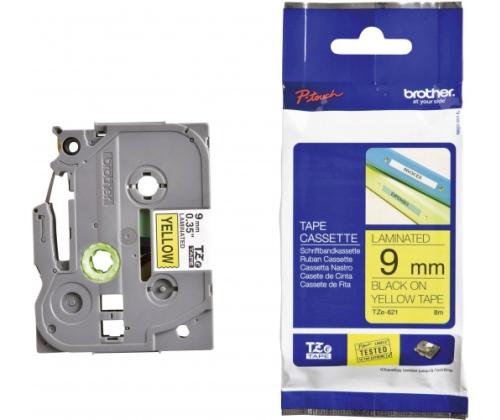 Brother TZe-621 (TZE621) laminoitu tarranauhakasetti P-touch, musta keltaisella 9mm, 8m
