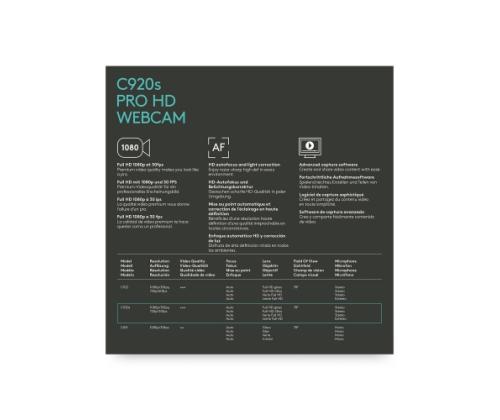 Logitech C920s PRO HD Webcam FHD 1920x1080, USB-A, musta