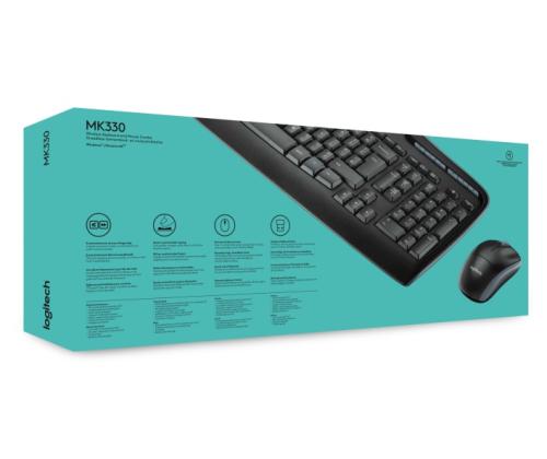 Logitech MK330 langaton näppäimistö + hiiri, US INT, musta