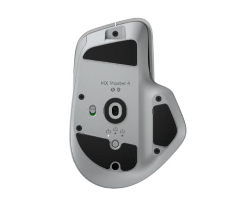Logitech MX Master 4 langaton hiiri RF langaton + Bluetooth, 8000 DPI, vaaleanharmaa