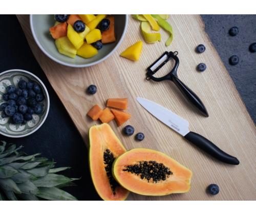 Kyocera FK-110WHCP10NBK Utility Knife & Peeler Set, veitsi (11 cm terä) ja kuorimaveitsi, musta