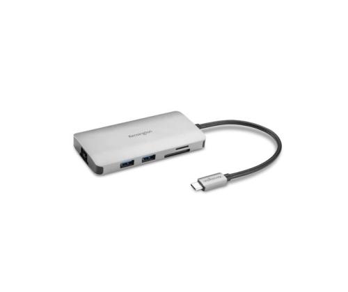 Kensington UH1400P Mobiilikeskus/telakointiasema, 8-in-1 USB-C, harmaa