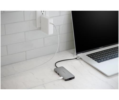 Kensington UH1400P Mobiilikeskus/telakointiasema, 8-in-1 USB-C, harmaa