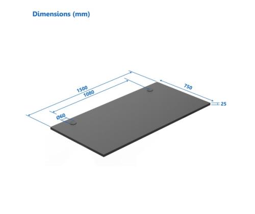 Laminoitu lastulevy Pöytälevy Up Up, musta 1500x750x25mm
