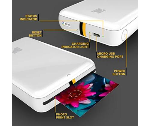 Kodak STEP Instant Mobile Photo -tulostin Colour ZINK 2x3'' 1 ppm, Bluetooth, valkoinen