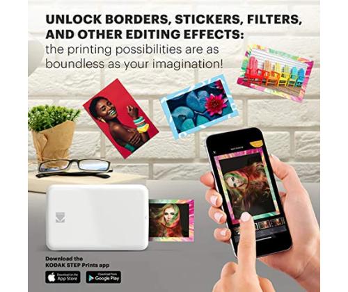 Kodak STEP Instant Mobile Photo -tulostin Colour ZINK 2x3'' 1 ppm, Bluetooth, valkoinen
