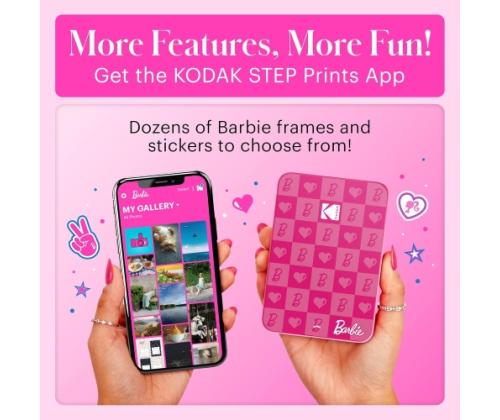 Barbie x Kodak STEP Slim Instant Mobile Photo printer Colour ZINK 2x3'' 1ppm, Bluetooth, vaaleanpunainen