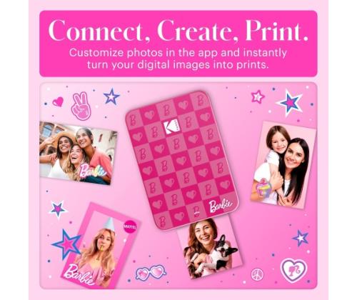Barbie x Kodak STEP Slim Instant Mobile Photo printer Colour ZINK 2x3'' 1ppm, Bluetooth, vaaleanpunainen