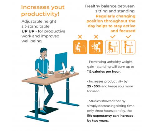 Säädettävä pöytä UP UP Loki, valkoinen