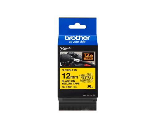 Teippi/merkintäteippi BROTHER TZE-FX631 Flexi 12mm x 8m musta/keltainen analoginen teippi BROTHER TZE-FX631 Flexi 12mm x 8m musta/keltainen analoginen teippi