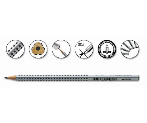 Tavallinen lyijykynä FABER-CASTELL Grip 2001 B ergonominen, teroitettu kumi