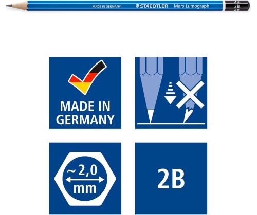 Tavallinen kynä STAEDTLER Mars Lumograph 2B ilman pyyhekumia