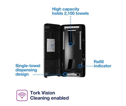 TORK PeakServe® Continuous™ H5 käsipyyhepidike musta