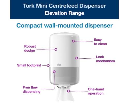 Tork Wiper Mini Centerfeed annostelija vetopyyherullalle Mini M1 valkoinen
