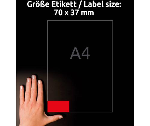 Kopio-lasertarra 70x37mm 100 arkkia/ltk. ZW 3448E punainen 24-osainen