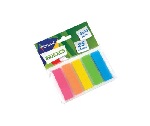 Kirjanmerkki muovi 12x44mm 5 väriä FOROFIS 25 sivua