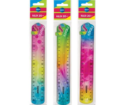 CENTRUM-viivain, 20 cm, värillinen, pehmeä ABS-muovia
