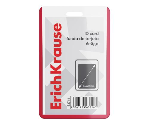 Korttikotelo ERICH KRAUSE 54x90mm pystysuora läpinäkyvä punainen