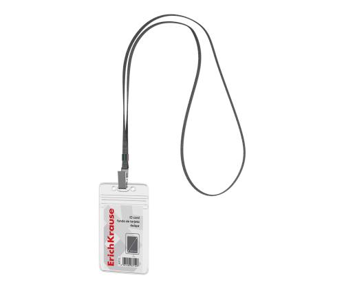 Korttiteline ERICH KRAUSE 62x91mm pystysuora kaulanauhan harmaalla