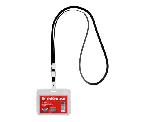 Korttiteline ERICH KRAUSE 85x54mm vaakasuora musta kaulanauhalla
