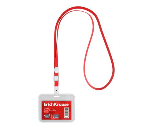 Korttiteline ERICH KRAUSE 85x54mm vaakasuora kaulanauhalla punainen