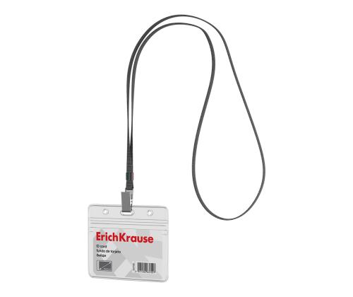 Korttiteline ERICH KRAUSE 95x58mm kaulanauhalla harmaa