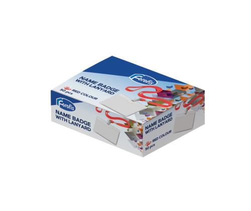 Nimikyltin pidike 58x90mm FOROFIS vaakasuora kaulanauhalla punainen