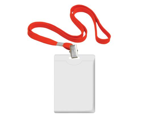 Nimikyltin pidike 90x58mm FOROFIS pystysuora kaulanauhalla punainen