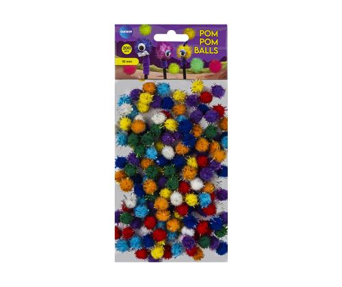 Pompom pallo 25mm, 50kpl, sekavärejä / OPP laukku