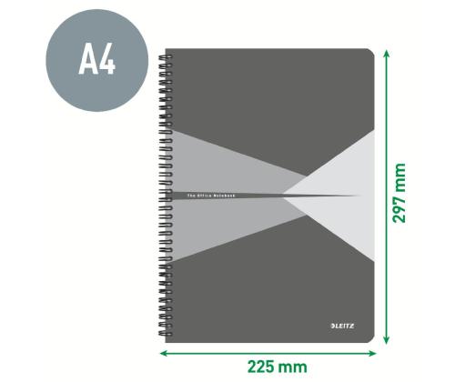 Spiraalisidottu kansio A4 neliönmuotoiset pahvikannet LEITZ Office 90 arkkia harmaa