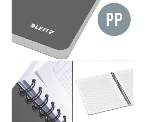 Spiraalisidottu kansio A4 neliönmuotoiset pahvikannet LEITZ Office 90 arkkia harmaa