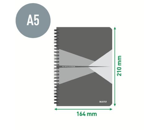 Spiraalisidottu kansio A5 viivoitettu pahvikansi LEITZ Office 90 arkkia sininen
