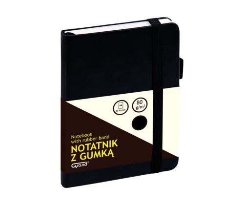 Konttorikirja A6 80a kuminauhalla musta Grand