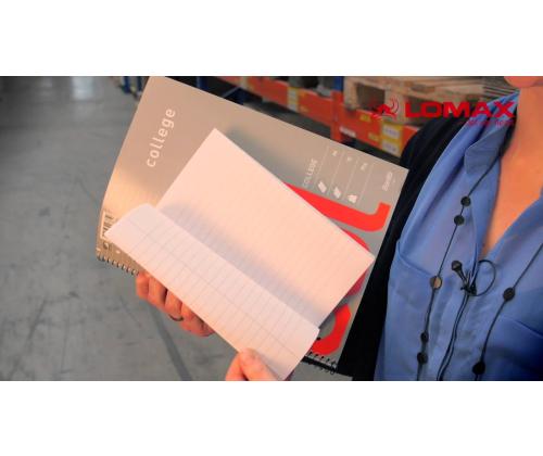 Kansi kierresidoksessa A4+ vuorattu BANTEX College Pad -pahvi kattaa 70 arkkia