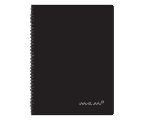 Kansi spiraalisidonta A4 MEMO neliömäiset muovikannet mustat 60 arkkia