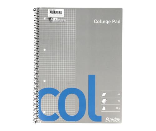 Kansi kierresidoksessa A4+ ruudullinen BANTEX College Pad -pahvi kattaa 70 arkkia