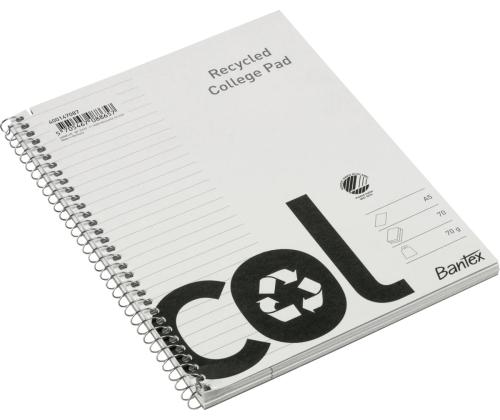 Kansi kierresidoksessa A5+ vuorattu BANTEX College Kierrätetyn pahvin kannet 70 sivua