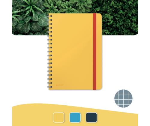 Kansi spiraalisidonta B5 neliömäiset muovikannet LEITZ Cozy keltainen 80 arkkia