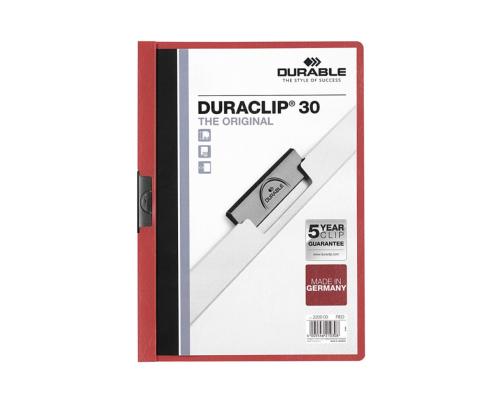 Kansiot A4 DURABLE Duraclip 30 sivulle punainen