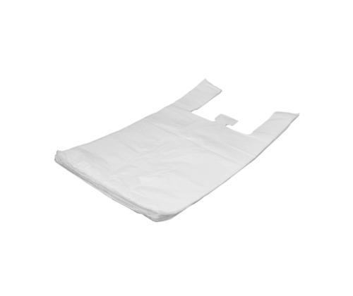 Muovipussi paidan kahvoilla / rengaspussi 70+30x110cm HD 20mic 50kpl pakkauksessa valkoinen