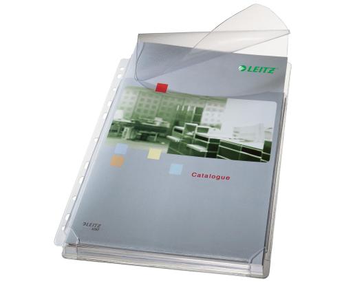 Muovitaskullinen U-taskullinen A4-sidonta, läpällä, 170 mikronia, jopa 200 arkkia, 5 kpl/pkt, Leitz