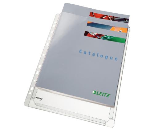 Muovitaskullinen U-taskullinen A4-sidonta, läpällä, 170 mikronia, jopa 200 arkkia, 5 kpl/pkt, Leitz