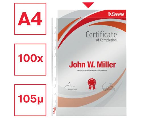 Muovitasku A4 yleisreijityksellä 105micr, Esselte 100 kpl/pkt