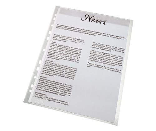 Muovitasku A4 reiityksen puolelta auki, 75 micr, Esselte, 100 kpl paketissa