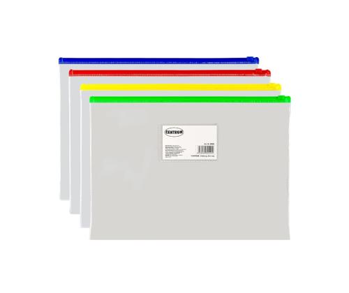 Muovinen kirjekuori A4 vetoketjulla, läpinäkyvä