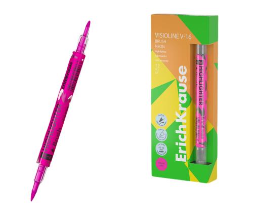 Kaksipäinen tekstimerkki ERICH KRAUSE Visioline V-16 Brush Neon pinkki