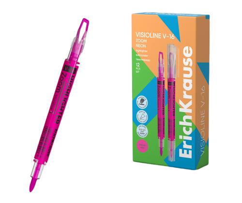 Kaksipäinen tekstimerkki ERICH KRAUSE Visioline V-16 Zoom Neon pinkki