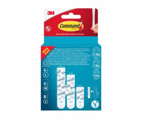 Kiinnitysnauhat kaksipuoliset 3M Command 17200 S+M +L koko irrotettava, kosteudenkestävä