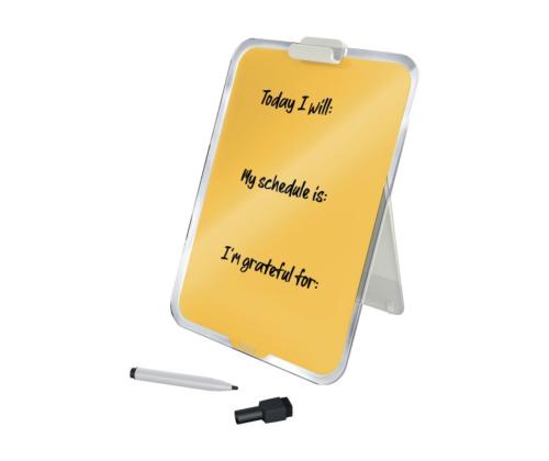 Lasitaulu-magneettitaulu LEITZ Cozy 220x300mm pöytään + keltainen tussi